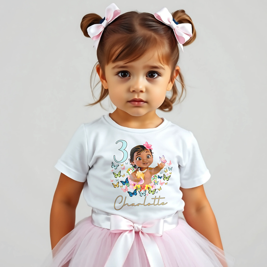 Moana Birthday T-shirt for Girls | Baby Princess Moana Birthday Shirt, Moana personalised top, Moana 2 birthday tee, Girls Moana with name, Disney princess shirt