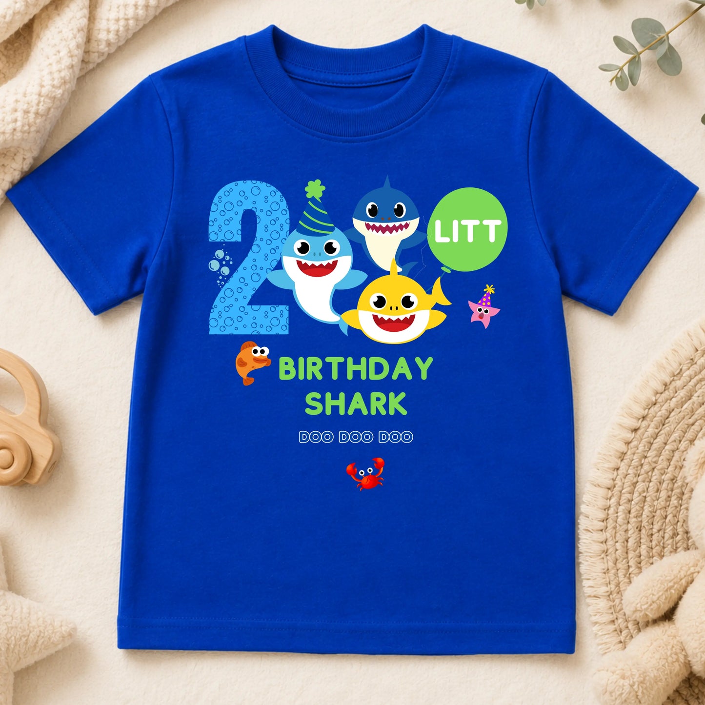Personalised Baby Shark Birthday T-shirt for Boys - Any Name and Age AishaBaileyDesigns