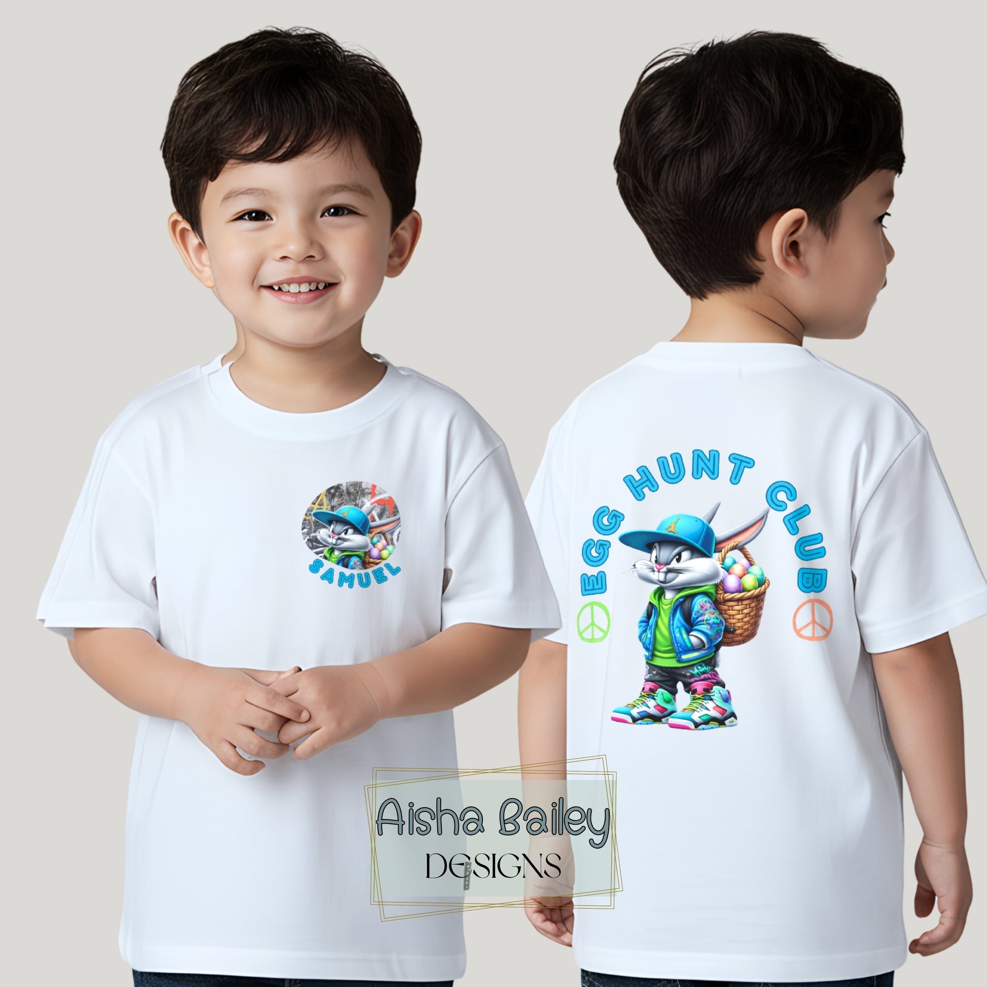 personalised Easter Sweatshirt for boys with a back print and their custom name