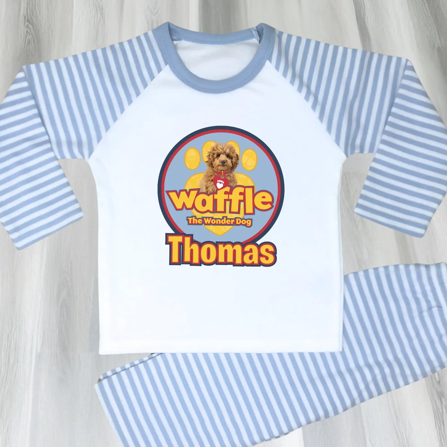 Personalised Waffle pyjamas: Personalised Waffle the wonder dog pyjamas with custom name