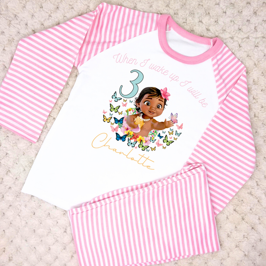 Princess Moana birthday pyjamas, Princess Moana pjs, when i wake up princess moana, disney princess pjs, Princess Moana, Moana 2 birthday pjs