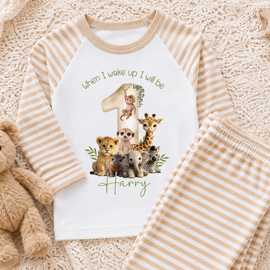 Personalised Safari Birthday Pyjamas for Boys – When I Wake Up Birthday Pyjama Set AishaBaileyDesigns