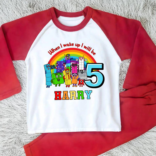 Boys Personalised Numberblocks Birthday Pyjamas, When I Wake up I Will Be  - any name and age AishaBaileyDesigns