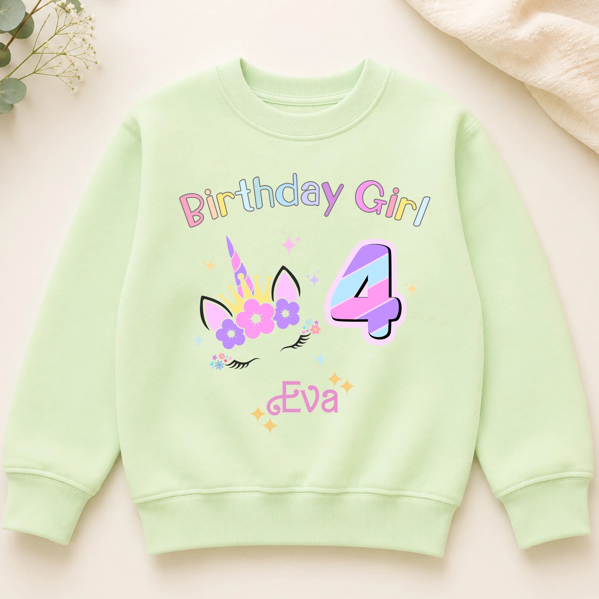 Personalised Unicorn Birthday Sweatshirt for Girls – Custom Name & Age Magical Birthday Jumper AishaBaileyDesigns