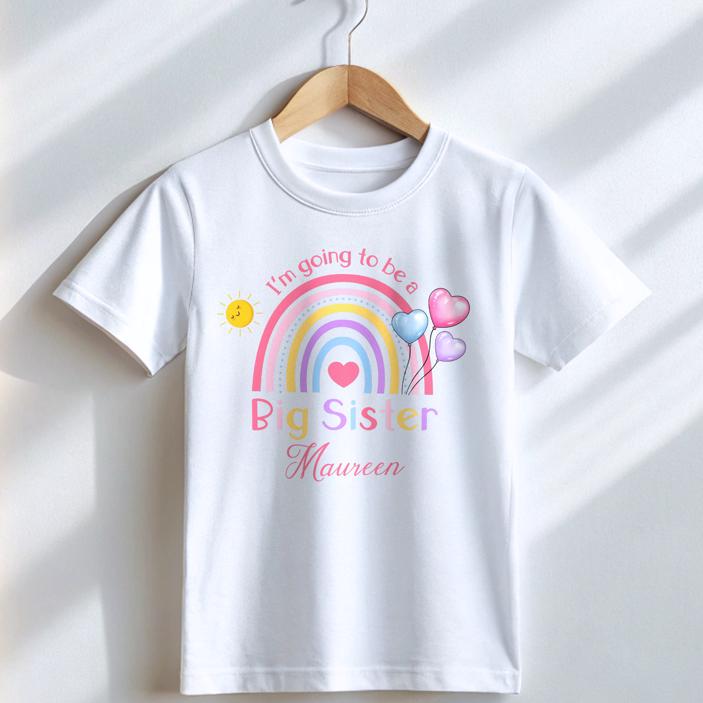 personalised big sister t-shirt, sibling outfit, new baby reveal, new big sister, promoted to big sister, baby shower gift