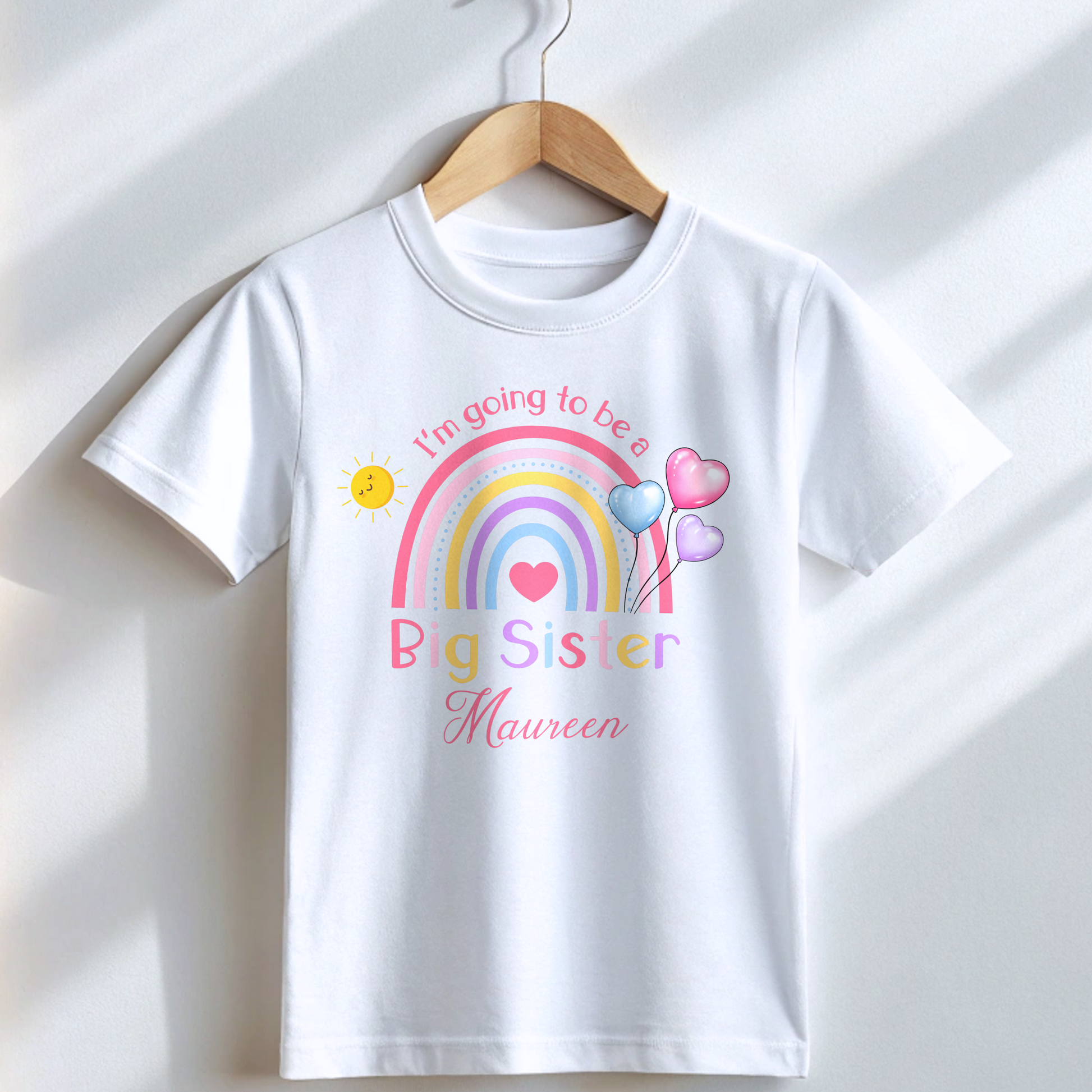 personalised big sister t-shirt, sibling outfit, new baby reveal, new big sister, promoted to big sister, baby shower gift