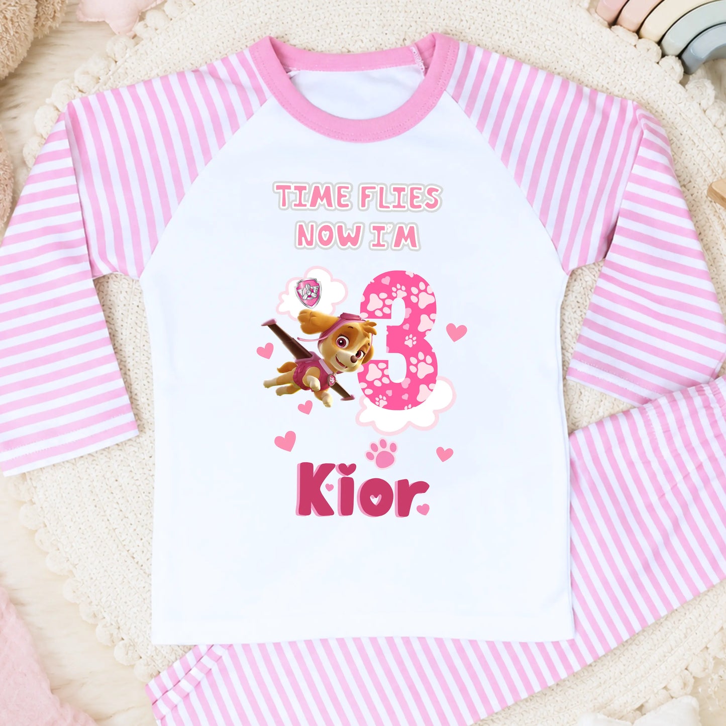 Girls Personalised Paw Patrol Birthday Pyjamas - any name and age AishaBaileyDesigns