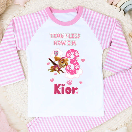 Girls Personalised Paw Patrol Birthday Pyjamas - any name and age AishaBaileyDesigns