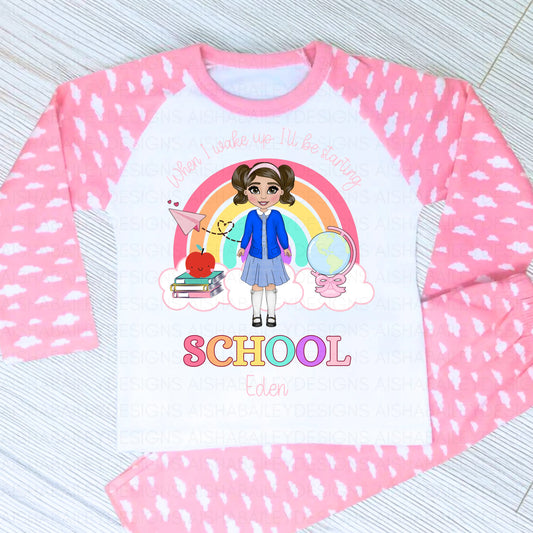 Personalised Back to School Pyjamas for Girls | Custom School Girl PJs AishaBaileyDesigns