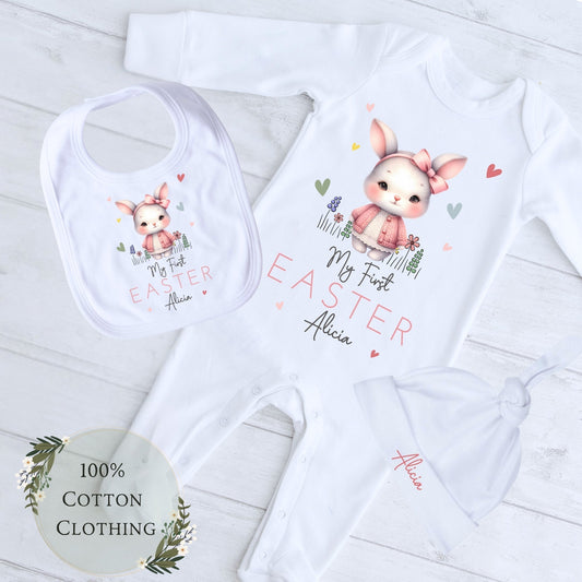 Newborn Easter Outfit - Baby's 1st Personalised Easter Wear, girls easter outfit, easter babygrow, girls easter outfit, newborn easter gift