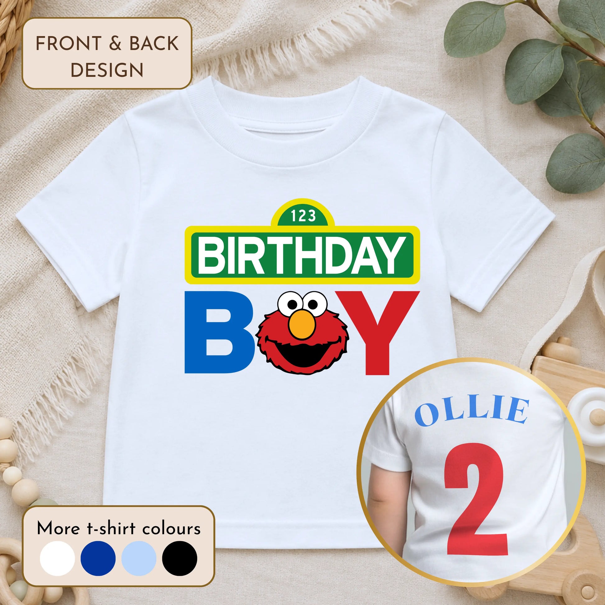 Personalised Elmo Birthday t-shirt  for Boys, Any Name and Age AishaBaileyDesigns
