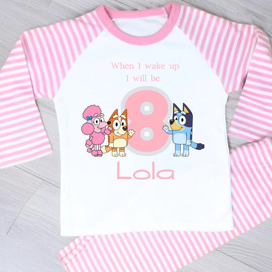 Personalised Girls Bluey, Bingo and Coco Birthday Pyjamas AishaBaileyDesigns