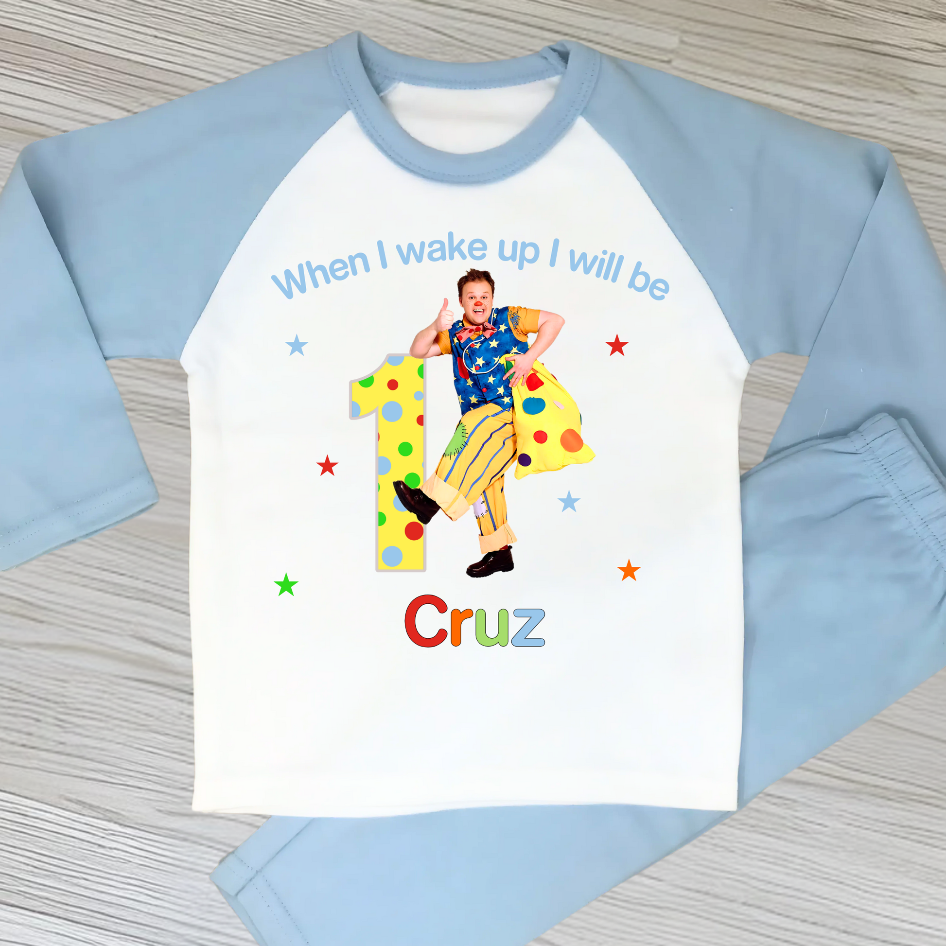 Mr Tumble Birthday Pyjamas for Boys - Personalised Mr Tumble Nightwear, personalised mr tumble birthday pajamas, when i wake up mr tumble. Custom mr tumble birhday pjs