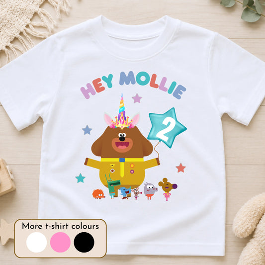 Girls Personalised Hey Duggee Birthday t-Shirt  - Duggee Unicorn Design AishaBaileyDesigns