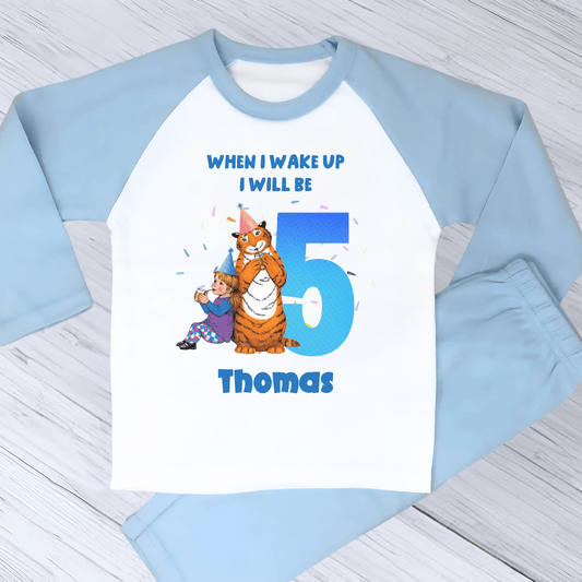 Personalised The Tiger Who Came For Tea Birthday Pyjamas for Boys with custom name and age