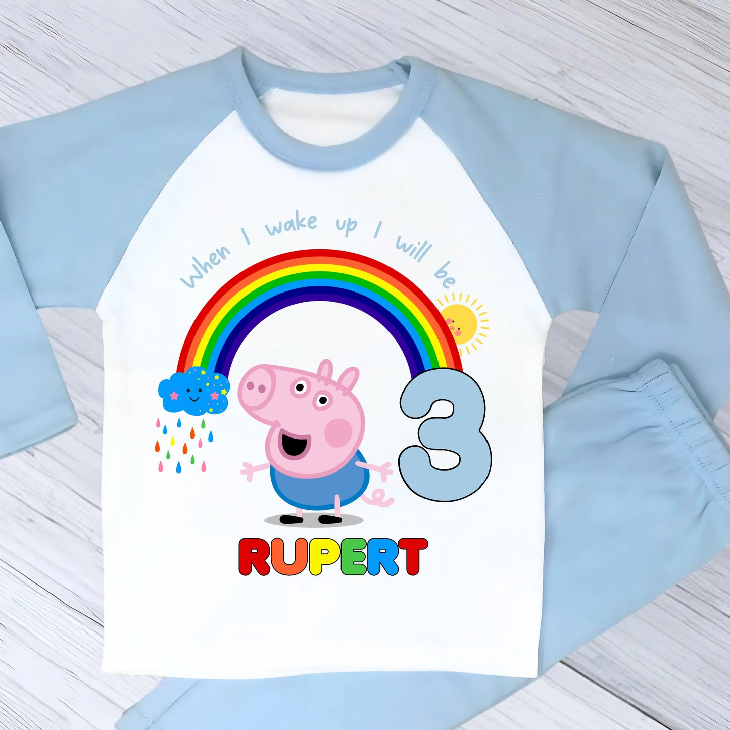 Personalised Boys George Pig Birthday Pyjamas Personalised – Peppa Pig Name & Age PJs AishaBaileyDesigns