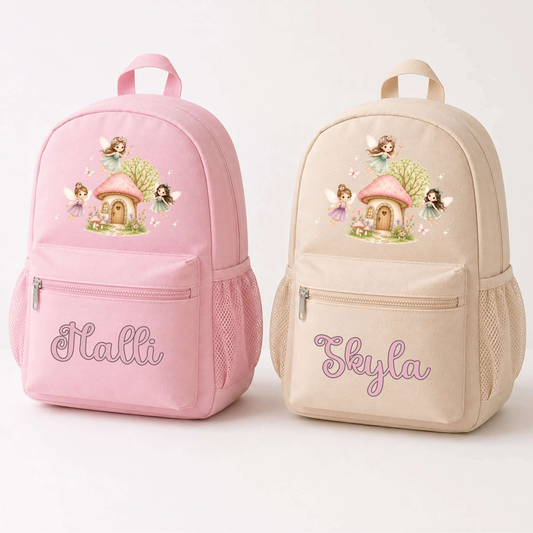 Personalised Fairy Backpack for Girls – Custom Name Toddler & School Bag (Small & Large) AishaBaileyDesigns