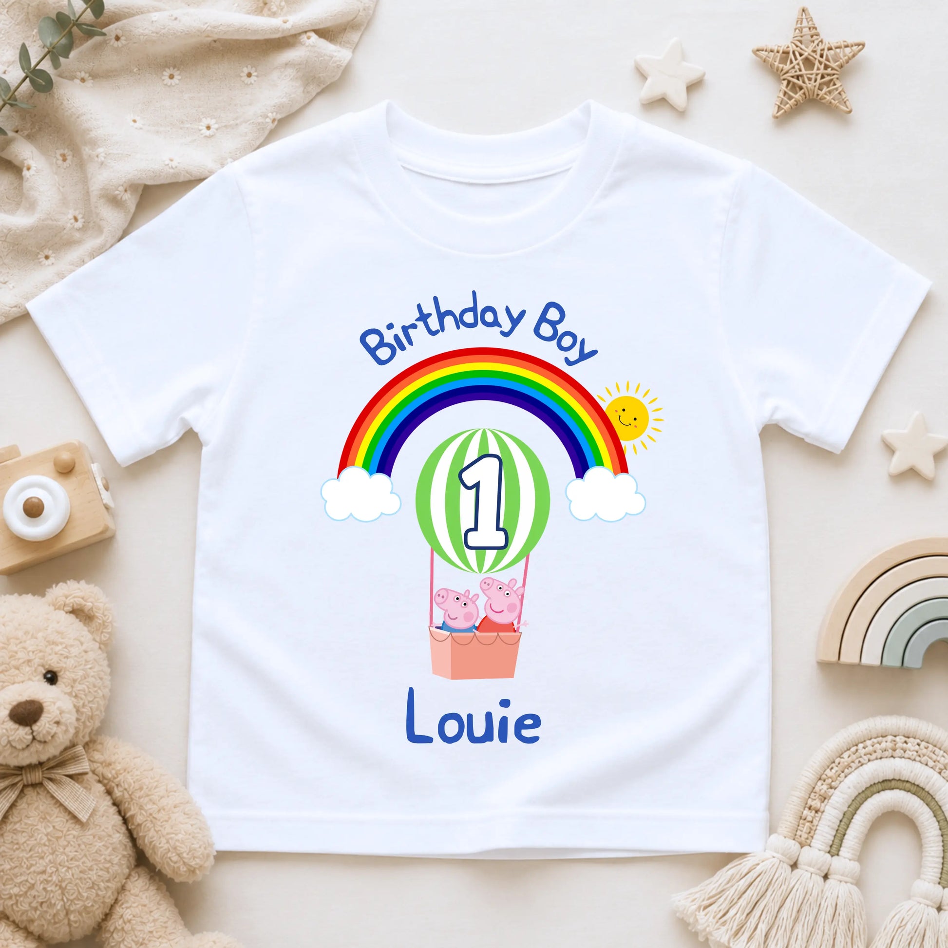 Personalised Peppa and George Pig Birthday T-Shirt for Boys - Any Name and Age AishaBaileyDesigns