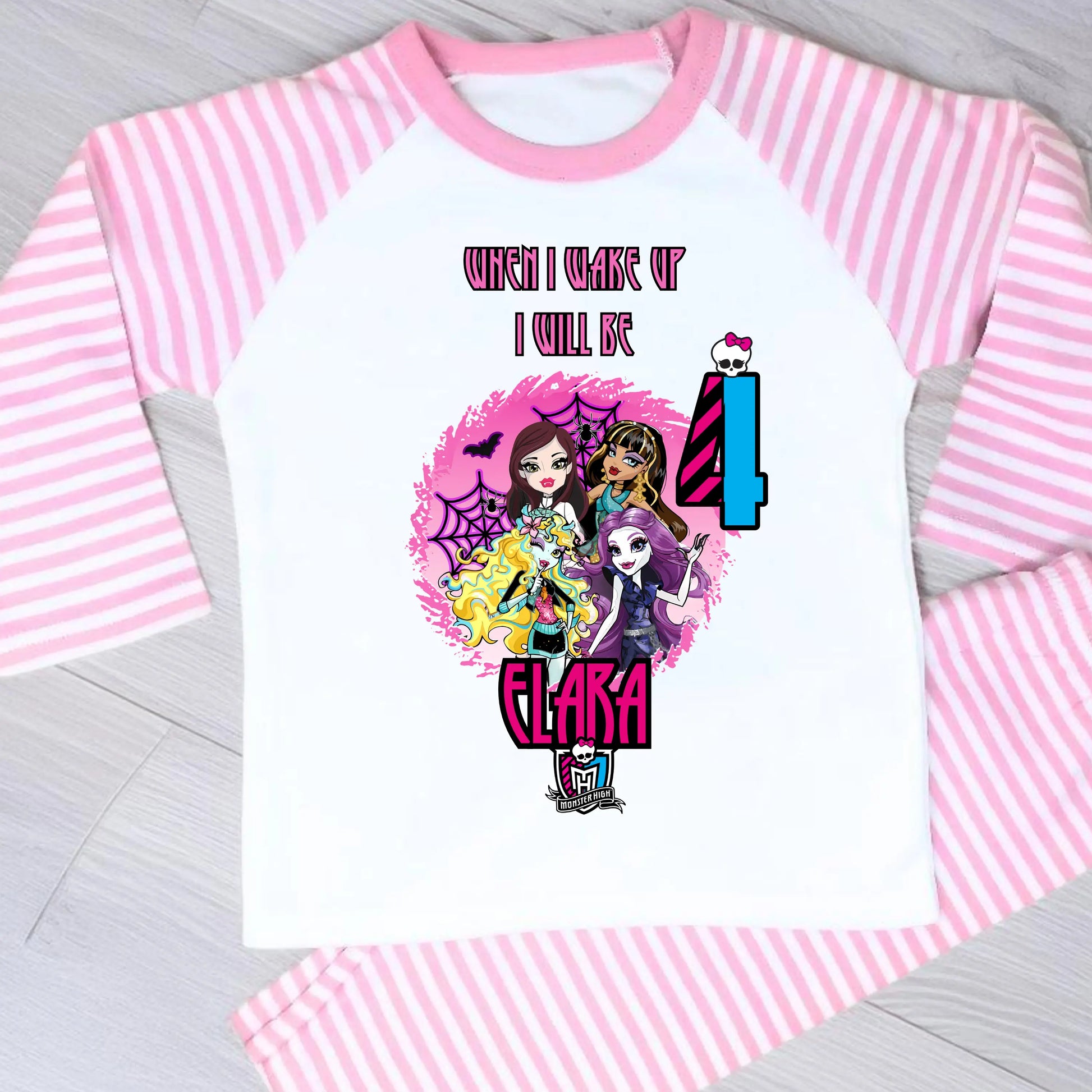 Girls Personalised Monster High Birthday Pyjamas - When I Wake up I Will Be AishaBaileyDesigns