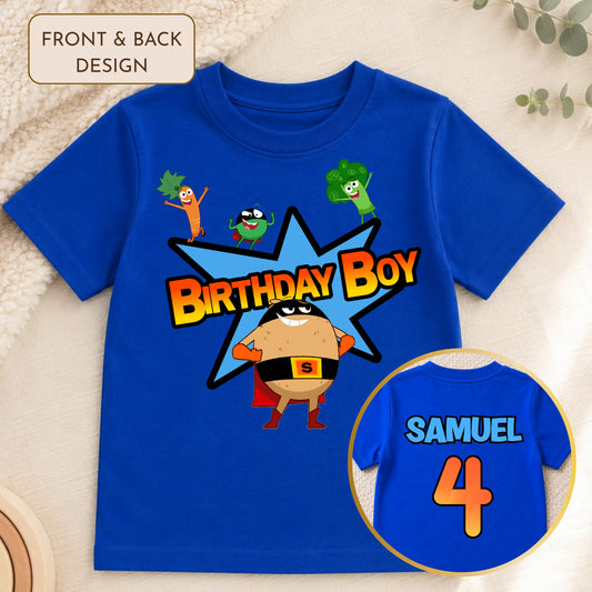 Personalised Boys Supertato Birthday T-shirt  - any name and age AishaBaileyDesigns