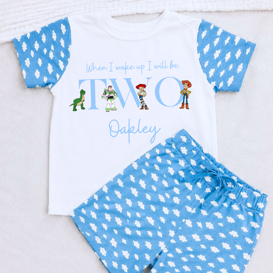 Boys Personalised Toy Story Short Birthday Pyjamas - When I Wake Up PJs