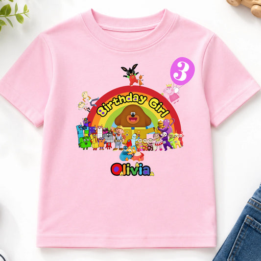 Personalised CBeebies Birthday T-Shirt for Girls – Custom Character Birthday Outfit
