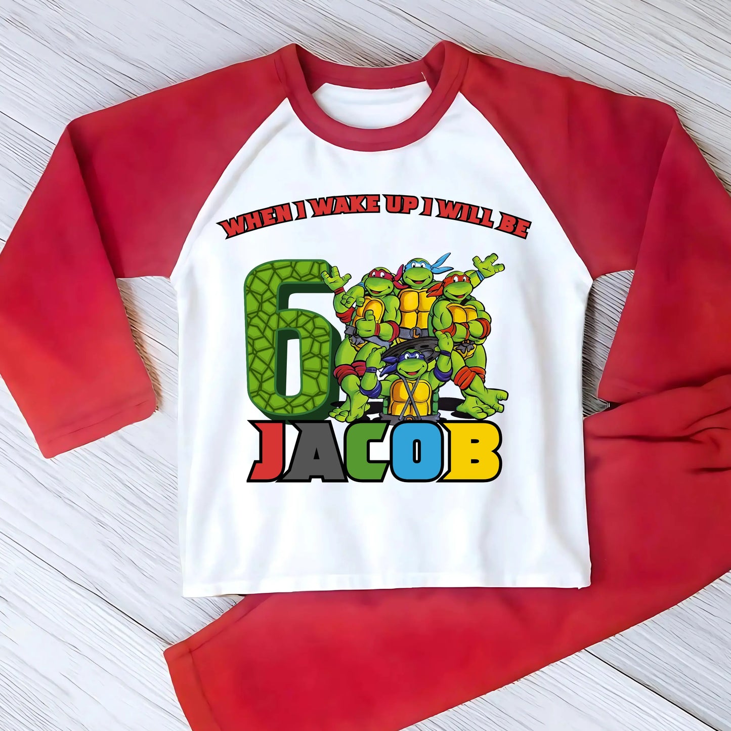 Personalised Boys Ninja Turtles Birthday Pyjamas  - any name and age AishaBaileyDesigns