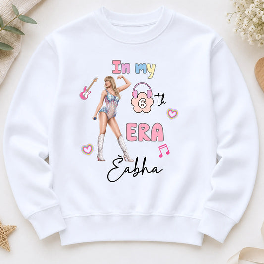 Girls Taylor Swift Birthday Sweatshirt: Personalised In My Birthday Era Jumper AishaBaileyDesigns