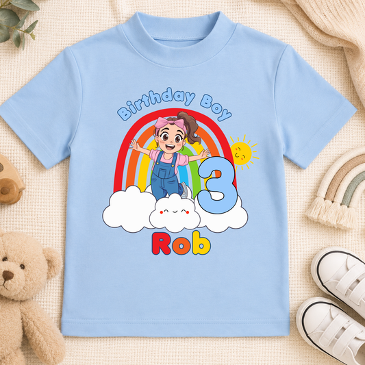 Ms Rachel Birthday Boy T-Shirt – Personalised Rainbow Boys Tee