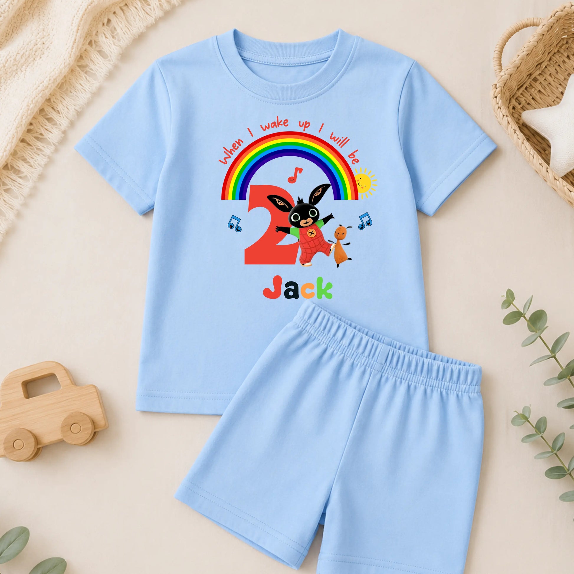 Personalised Bing Bunny Birthday Pyjamas for Boys – Custom Name & Age Short PJ Set AishaBaileyDesigns