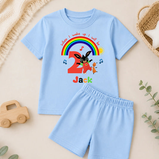 Personalised Bing Bunny Birthday Pyjamas for Boys – Custom Name & Age Short PJ Set AishaBaileyDesigns
