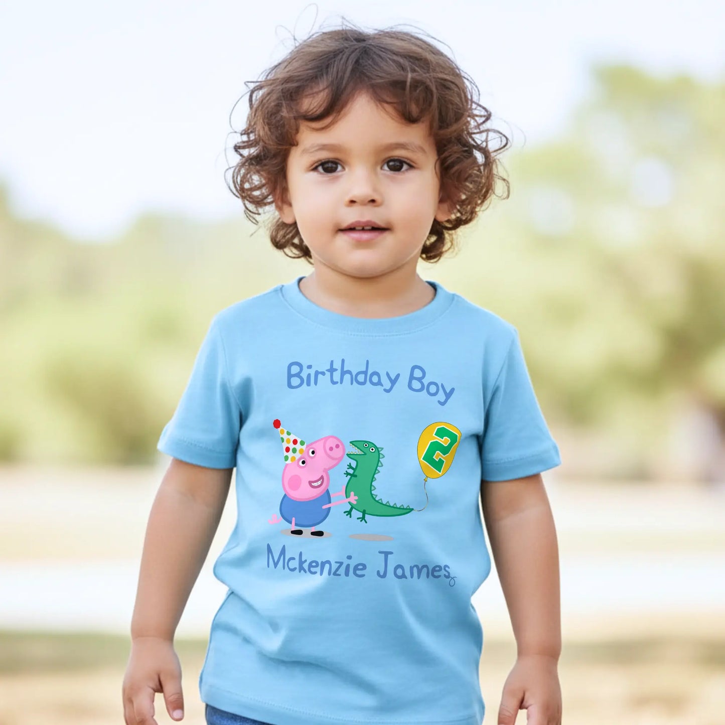 Boys George Pig Birthday T-shirt - George Pig and Mr Dinosaur AishaBaileyDesigns