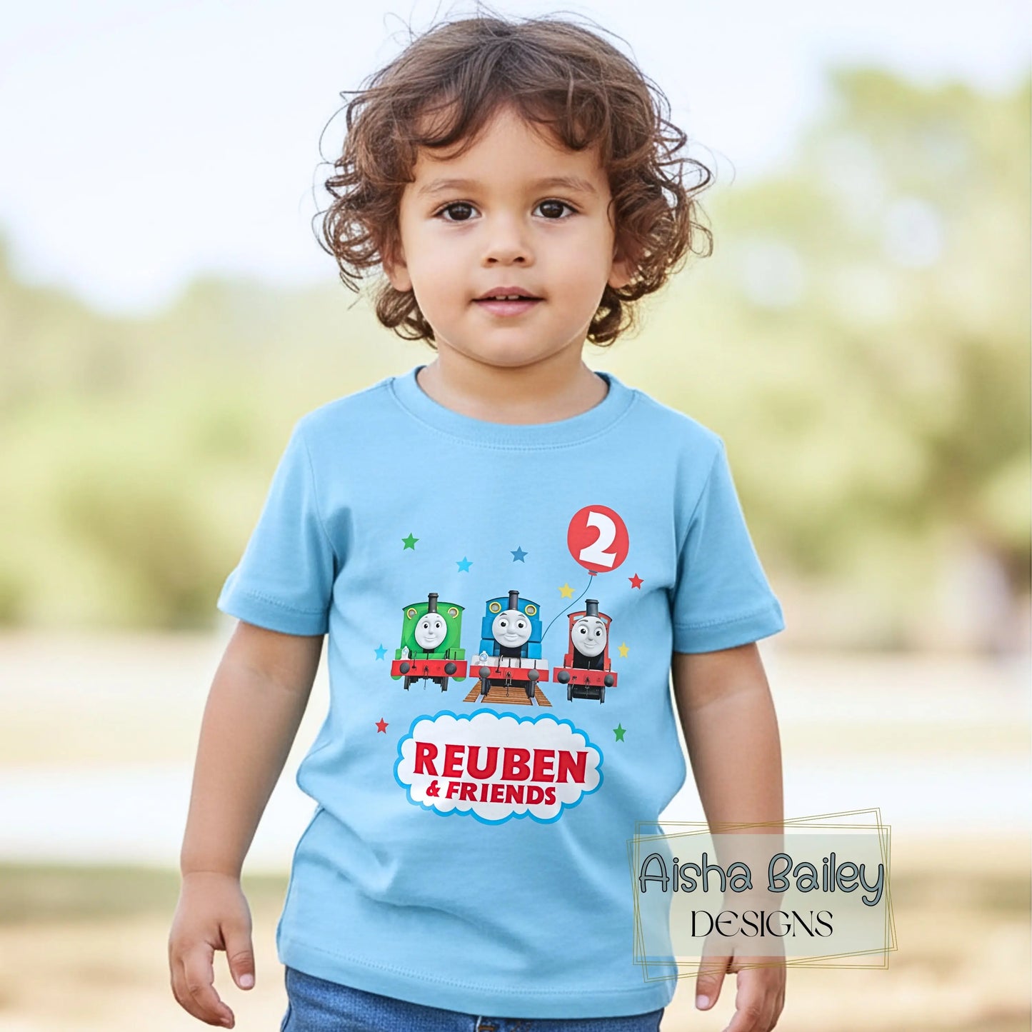 Personalised Boys Thomas the Tank Engine Birthday T-shirt  - any name and age AishaBaileyDesigns
