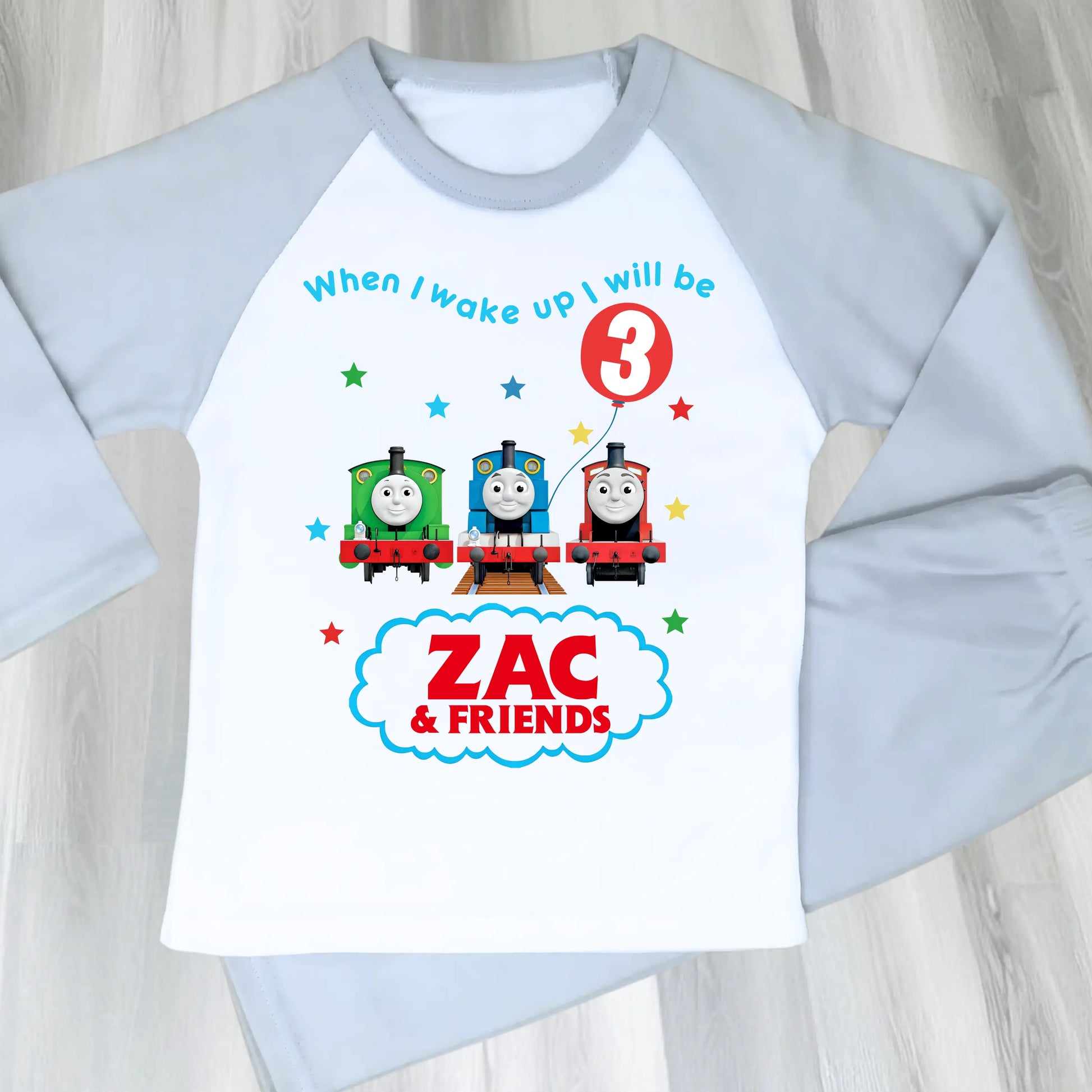 Boys Personalised Thomas Birthday Pyjamas  - Thomas the Tank Engine and Friends with any name and age AishaBaileyDesigns
