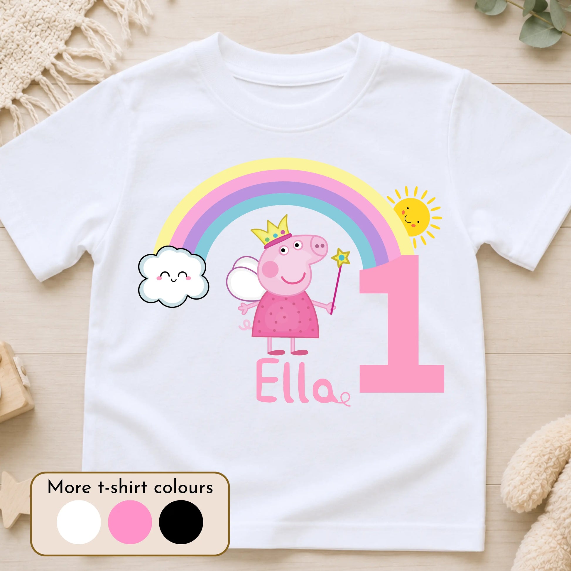 Girls Personalised Peppa Pig Birthday T-shirt - any name and age AishaBaileyDesigns