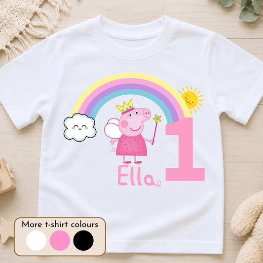 Girls Personalised Peppa Pig Birthday T-shirt - any name and age AishaBaileyDesigns