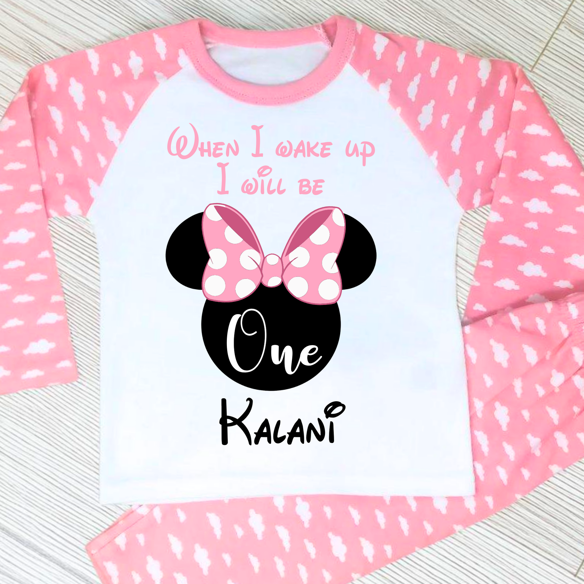 Minnie birthday pyjamas, Minnie mouse 1st 2nd 3rd birthday, custom minnie pjs, disney minnie birthday pjs, minnie mouse pajamas