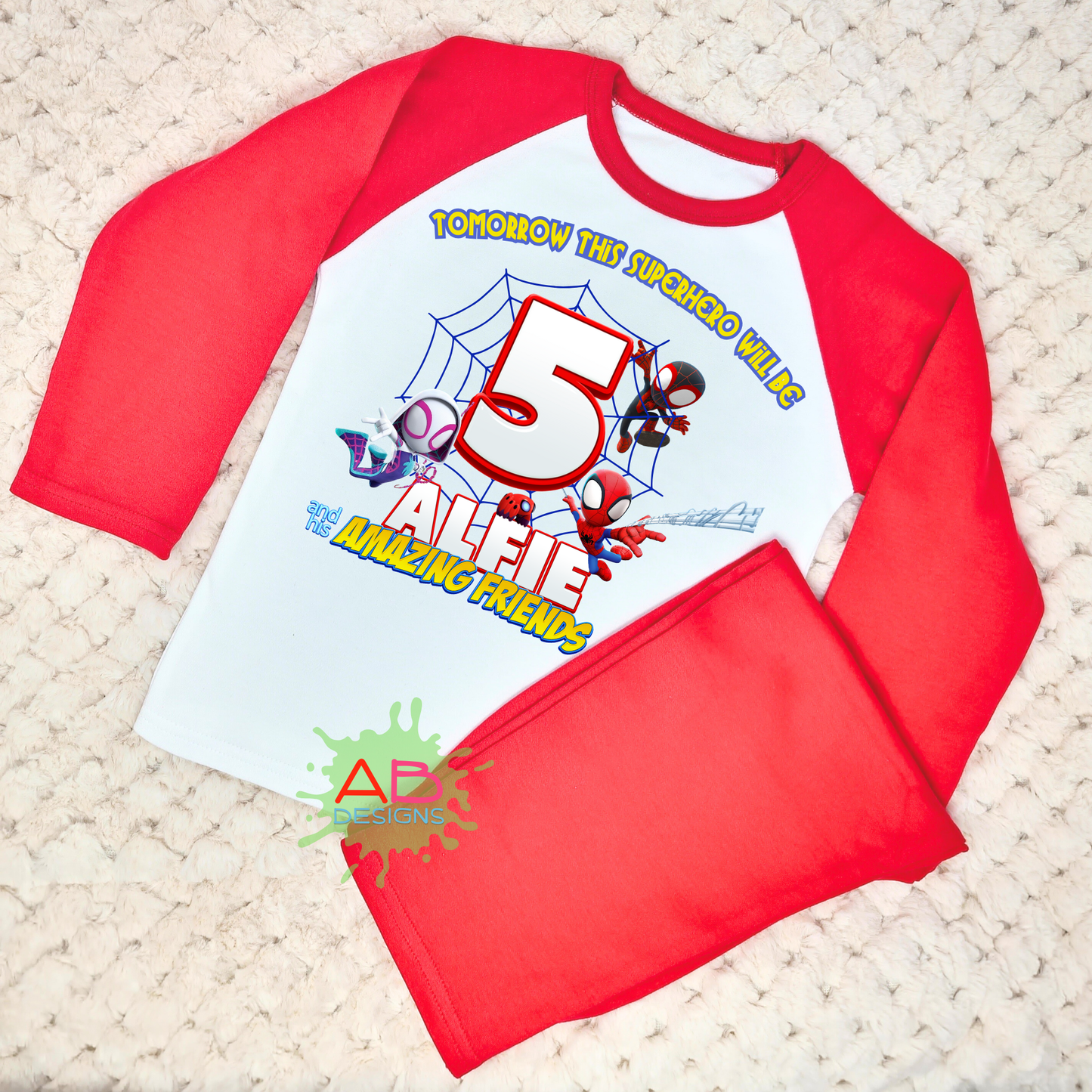 Spidey birthday pyjamas, spiderman birthday gift, when I wake up Spidey, Superhero birthday pjs, Spidey pjs with name