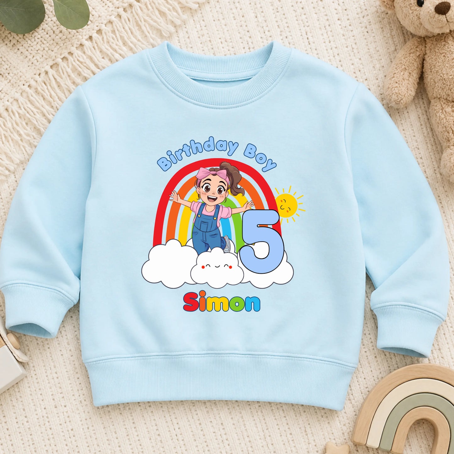 Ms Rachel Birthday Boy Sweatshirt – Personalised Rainbow Birthday Jumper for Boys AishaBaileyDesigns
