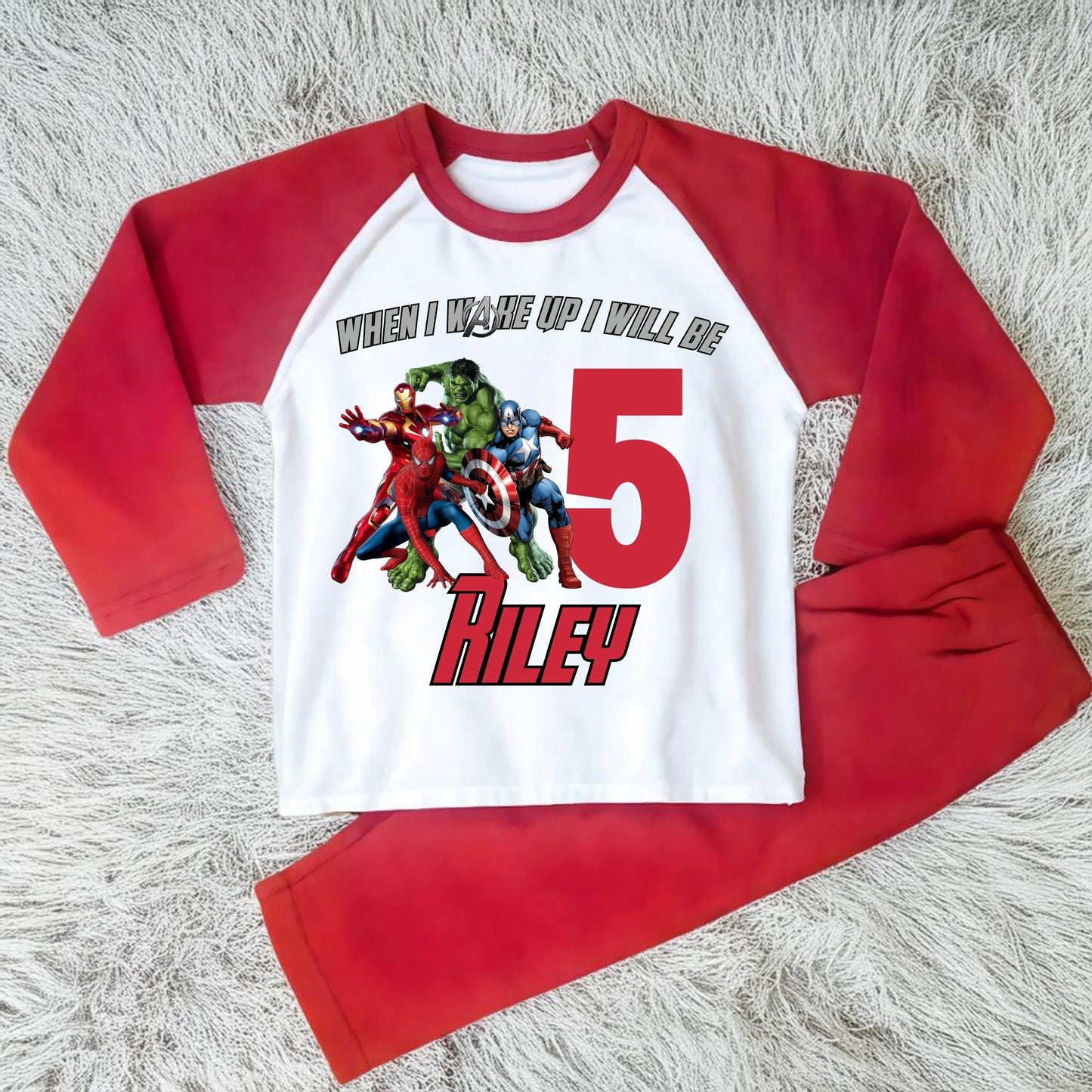 Avengers Birthday Pyjamas - Personalised Superhero Avengers Sleepwear for Boys, avengers birthday pjs, personalised avengers pajamas, superhero birthday pjs