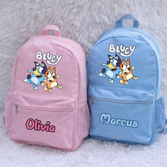 Personalised Bluey Backpack – Custom Kids School Bag with Name (Toddler & Large Sizes) AishaBaileyDesigns