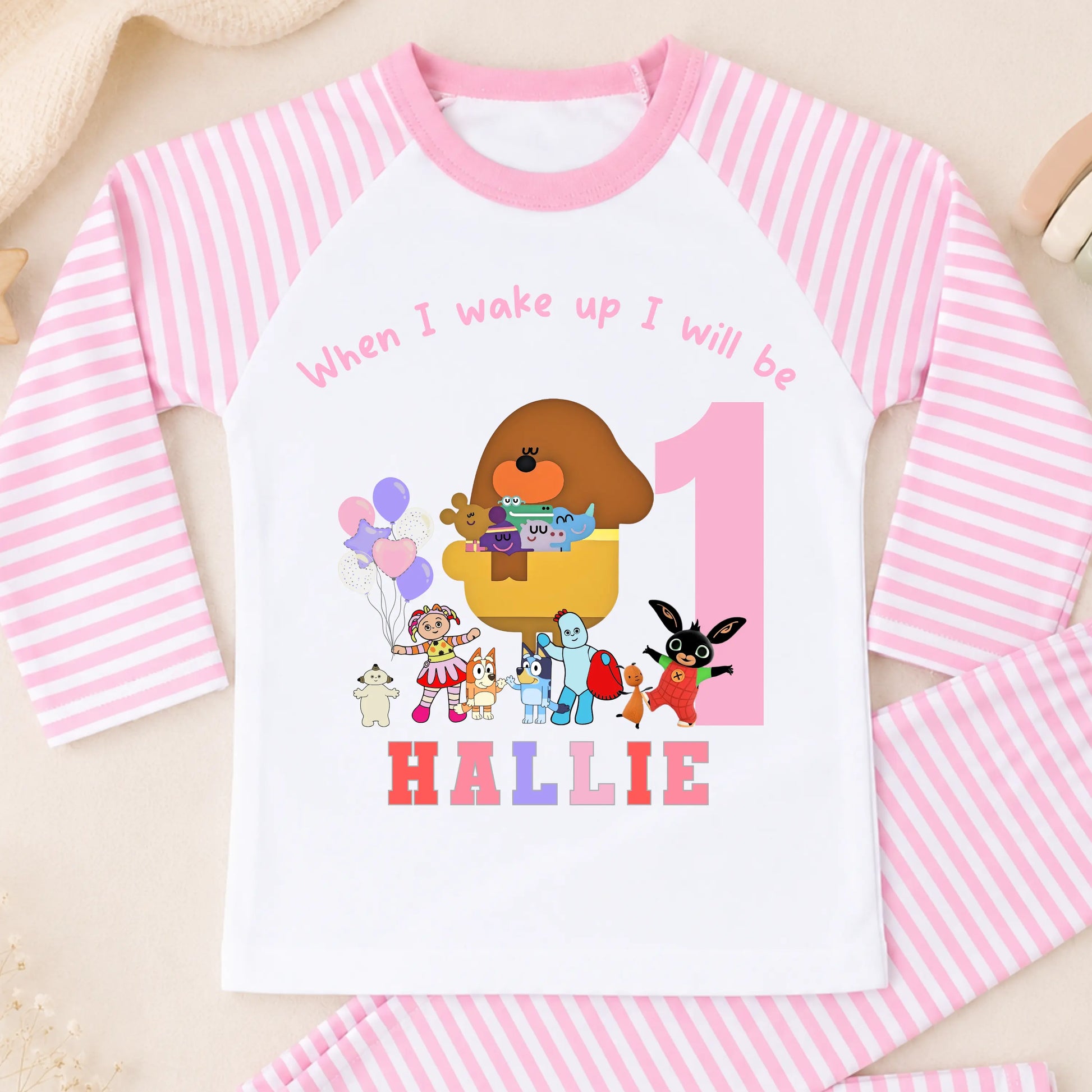 Girls Personalised CBeebies Birthday Pyjamas  - When I Wake Up Cbeebies Character PJs AishaBaileyDesigns