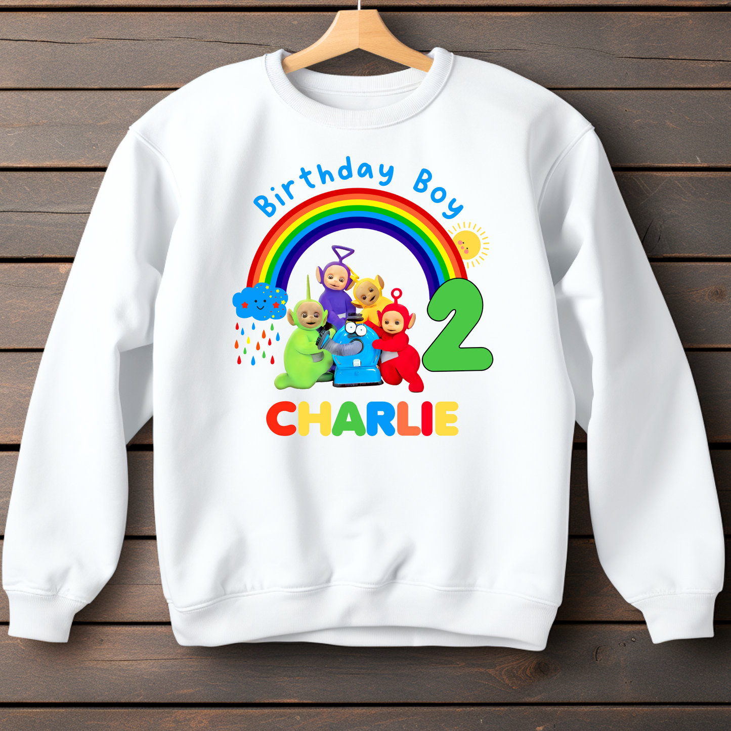 Birthday Sweatshirt - Personalised Teletubbies Sweatshirt for Boys