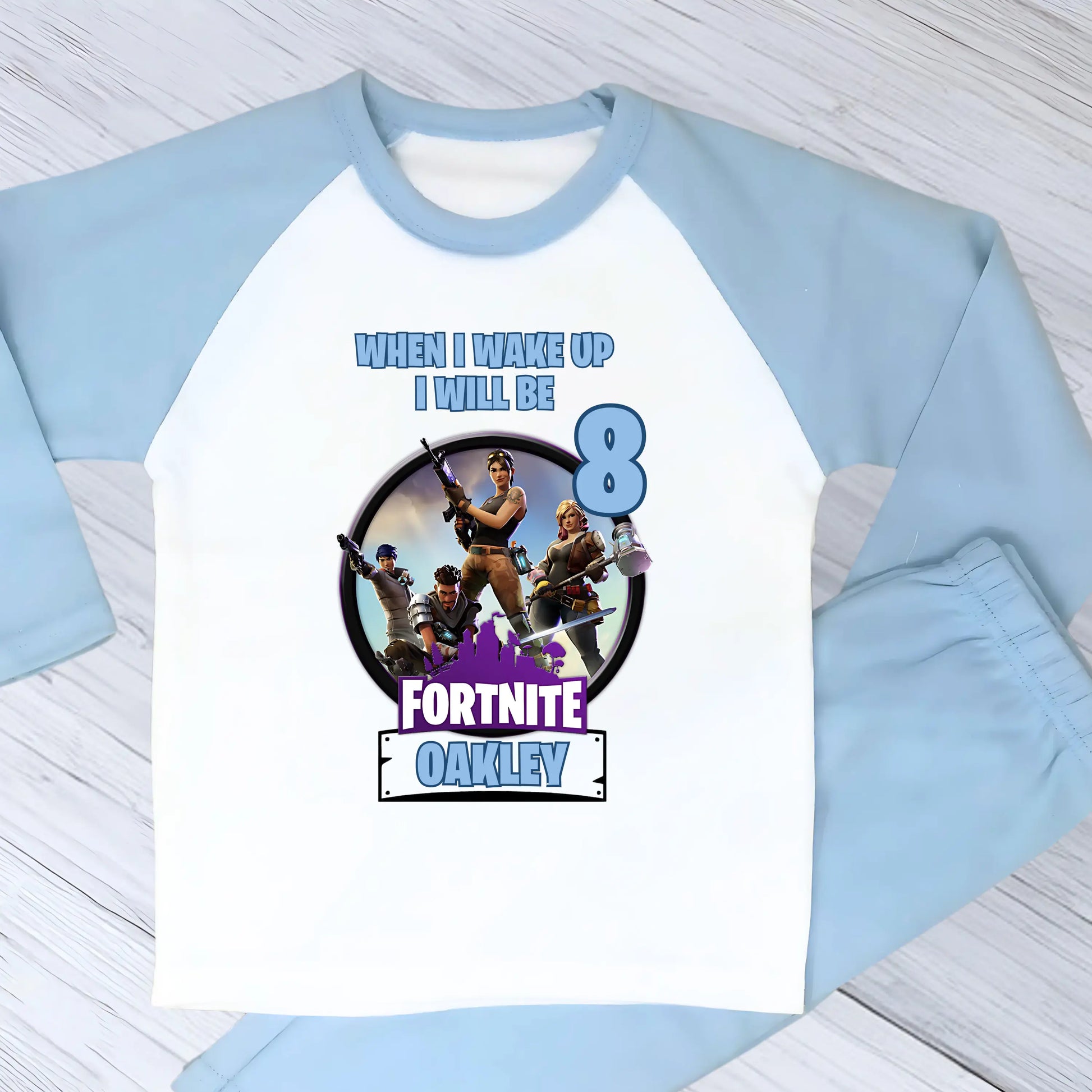 Boys Fortnight Birthday Pyjamas for Gamers with Personalisation  - any name and age AishaBaileyDesigns