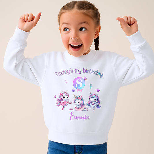 unicorn birthday sweatshirt, custom name jumper, unicorn party wear