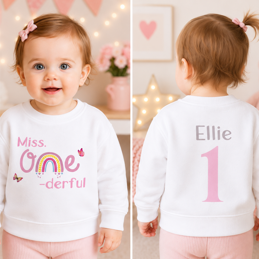 Personalised 1st Birthday Sweatshirt – Girls Miss One-derful Jumper