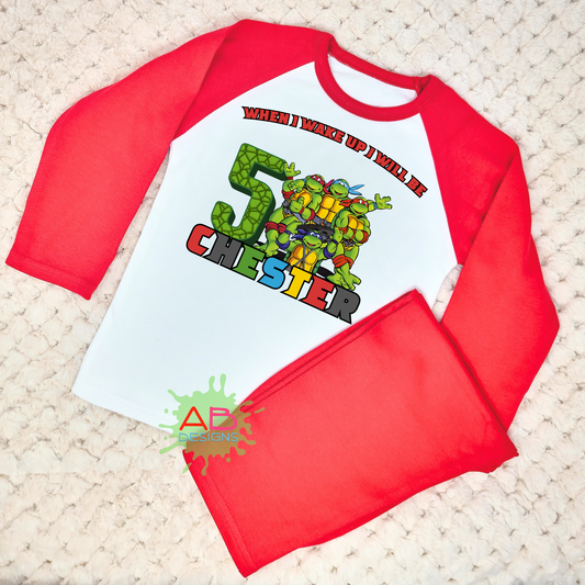 Ninja Turtles birthday pyjamas, Ninja Turtles with name, when i wake up Ninja turtles, Personalised ninja turtles pajamas
