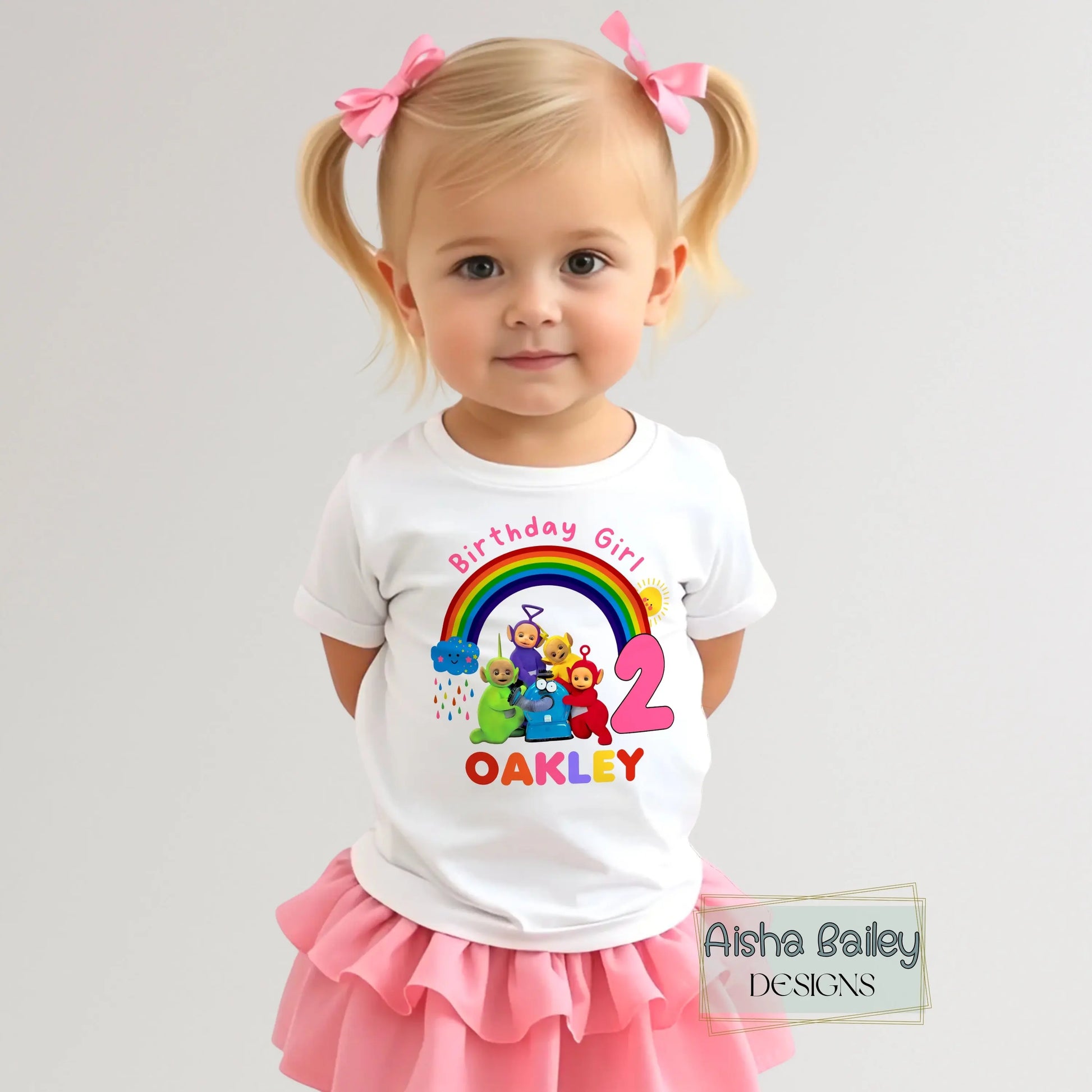 Birthday T-shirt with Name & Age - Custom Teletubbie Design, Custom name t-shirt, personalised 1st 2nd 3rd