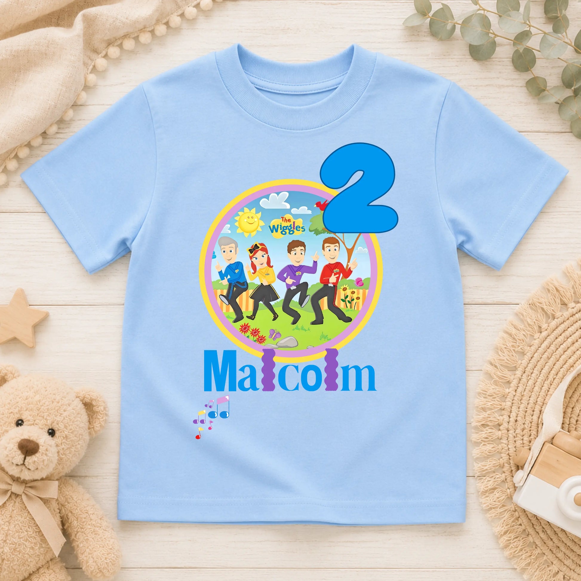 Boys Wiggles Birthday T-shirt with Personalisation AishaBaileyDesigns