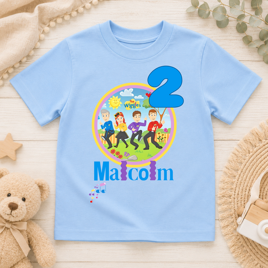 Boys Wiggles Birthday T-shirt with Personalisation